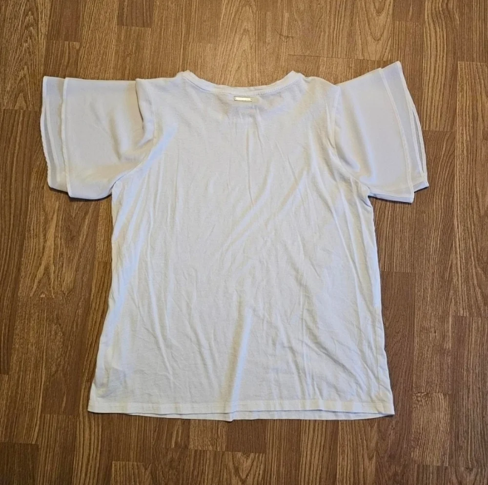 Michael Kors Classic White Tee With Ruffled Sleeves